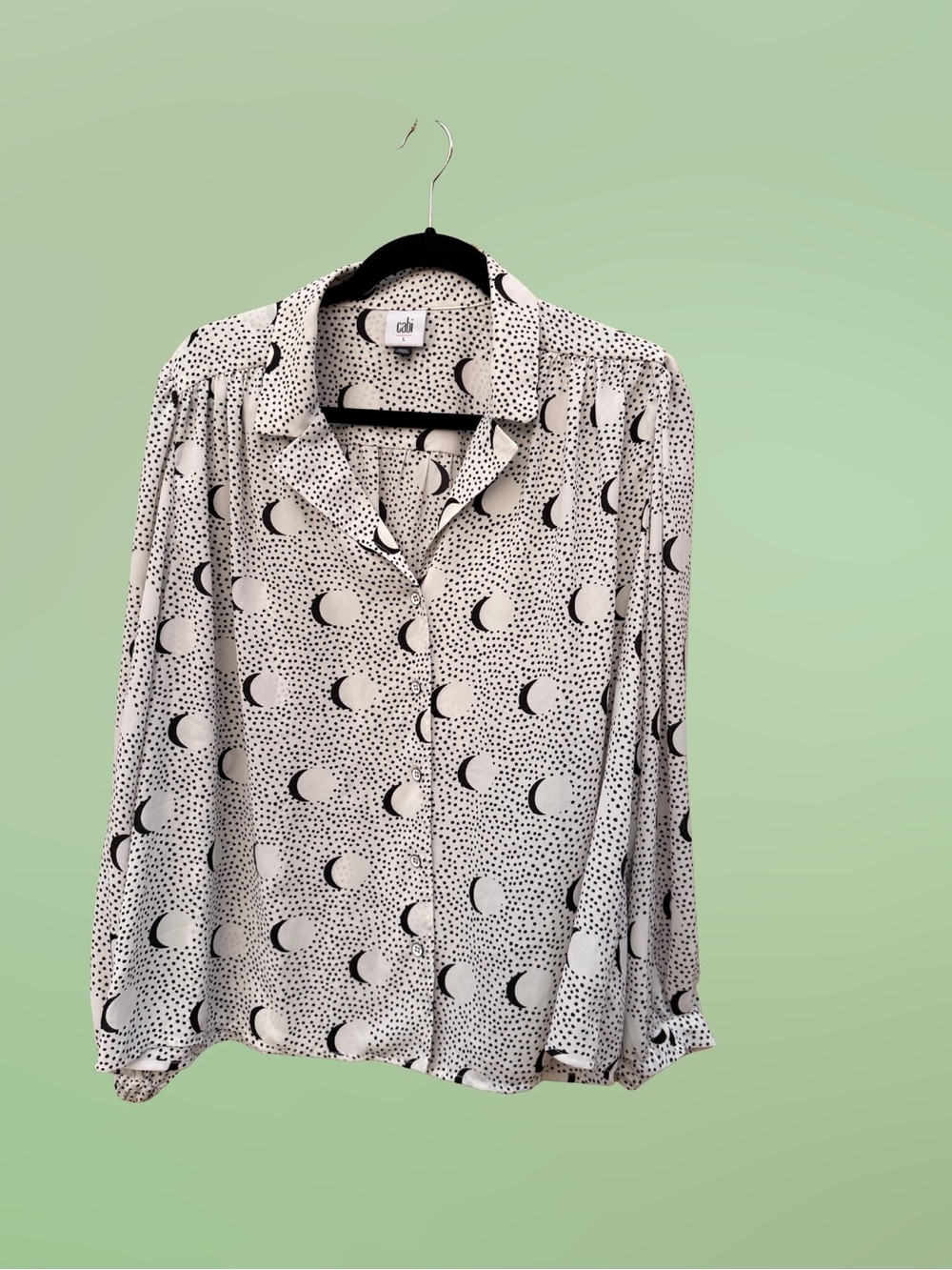 CAbi Black and White Crescent Moon Button-Down Shirt